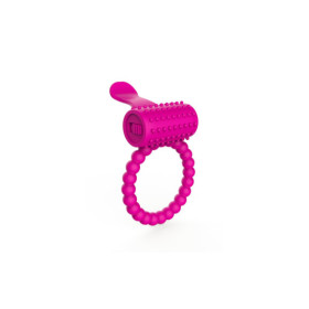 Anneau fuschia vibrant silicone avec langue picot 